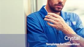  Presentation with auto repair - Presentation design featuring auto mechanic smoking cigarett background and a ocean colored foreground