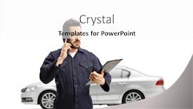  Presentation with auto - Presentation theme featuring auto-mechanic-talking background and a white colored foreground