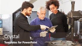  Presentation with mechanic tablet - Presentation having auto-mechanic-team-with-tablet background and a tawny brown colored foreground