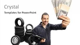  Presentation with tires - Presentation featuring auto-mechanic-with-a-clipboard background and a white colored foreground