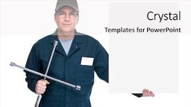  Presentation with auto - Amazing slide deck having auto mechanic with a wheel wrench isolated on white background backdrop and a white colored foreground