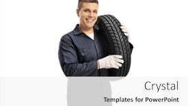  Presentation with auto - Audience pleasing slide deck consisting of auto-mechanic-worker-carrying-car backdrop and a white colored foreground
