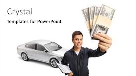  Presentation with hands holding be brave word - Audience pleasing presentation design consisting of auto-mechanic-worker-holding-stacks backdrop and a white colored foreground