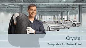  Presentation with auto - Presentation enhanced with auto-mechanic-worker-holding background and a sky blue colored foreground