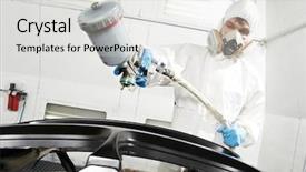  Presentation with mechanic repair - Colorful slides enhanced with auto mechanic worker painting car backdrop and a light gray colored foreground