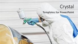  Presentation with mechanic shop - Slides enhanced with auto mechanic worker painting car background and a white colored foreground