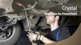  Presentation with mechanic shop - Audience pleasing slides consisting of auto mechanic working at auto repair shop backdrop and a dark gray colored foreground