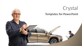  Presentation with suv - Cool new presentation theme with auto-mechanic-writing backdrop and a white colored foreground