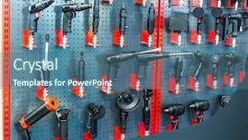  Presentation with repair shop - PPT theme having auto mobile tools - professional pneumatic wrench car repair background and a ocean colored foreground