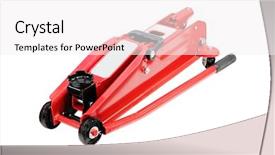  Presentation with tire - Theme having auto mobile tools - tire jack close up background and a white colored foreground