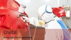  Presentation with auto industry - Amazing PPT theme having auto painting worker red car backdrop and a red colored foreground