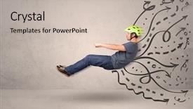  Presentation with mechanical vehicle engineering - Cool new presentation theme with auto pilot - funny man driving a flying backdrop and a  colored foreground