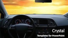  Presentation with automotive interior inside car - Presentation theme featuring auto pilot - inside the car view background and a black colored foreground