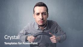  Presentation with black wedding holding hands - Beautiful slide deck featuring auto pilot - young man holding black steering backdrop and a  colored foreground