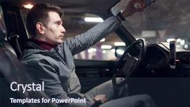  Presentation with auto - Colorful PPT theme enhanced with auto profile - image from side of man backdrop and a tawny brown colored foreground