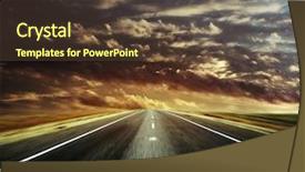  Presentation with asphalt road animtion - Beautiful presentation design featuring auto racing - blurry asphalt road and clouds backdrop and a tawny brown colored foreground