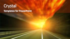  Presentation with road light - Cool new slides with auto racing - empty blurry road under sunset backdrop and a tawny brown colored foreground