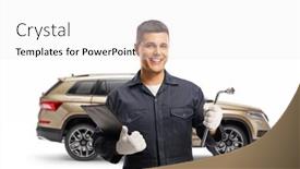  Presentation with auto repair - Cool new slides with auto-repair-mechanic-worker backdrop and a white colored foreground