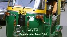  Presentation with rickshaw - Amazing slides having auto-rickshaw-driving-on-road backdrop and a forest green colored foreground