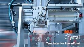  Presentation with industrial machine - Presentation theme enhanced with auto-robotic-machine-of-electronics background and a teal colored foreground