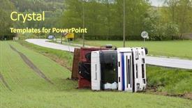  Presentation with truck accident - Cool new presentation theme with tipped over after an accident backdrop and a tawny brown colored foreground