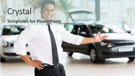  Presentation with car dealer - Slide set consisting of auto sales - car dealer presenting new vehicle background and a lemonade colored foreground