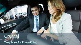  Presentation with car sales - Beautiful presentation theme featuring auto sales - photo of pretty woman sitting backdrop and a ocean colored foreground