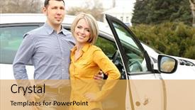  Presentation with dance beautiful couple dancing ballroom - Audience pleasing PPT theme consisting of auto sales - portrait of happy beautiful couple backdrop and a yellow colored foreground