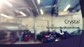  Presentation with repair shop - Slide set having auto service and maintenance concept background and a mint green colored foreground