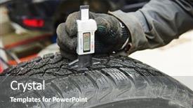  Presentation with car service - Cool new presentation theme with auto service man worker measuring backdrop and a  colored foreground