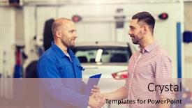  Presentation with mechanic car service repair maintenance - Slide set having auto service repair maintenance gesture background and a soft green colored foreground