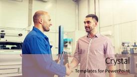  Presentation with mechanic car service repair maintenance - Cool new PPT theme with auto service repair maintenance gesture backdrop and a coral colored foreground