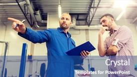  Presentation with mechanic car service repair maintenance - Slides enhanced with auto service repair maintenance background and a ocean colored foreground