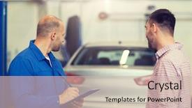  Presentation with mechanic shop - Audience pleasing slide deck consisting of auto service repair maintenance backdrop and a soft green colored foreground