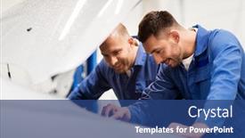  Presentation with car service - Theme having auto-service-repair-maintenance background and a ocean colored foreground