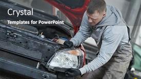  Presentation with auto insurance - PPT layouts with auto-service-technician-assembling background and a dark gray colored foreground