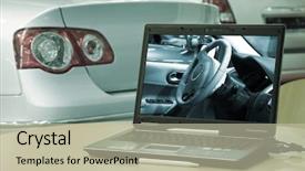  Presentation with automobile - Presentation theme consisting of auto show - automobile sales center background and a mint green colored foreground