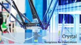  Presentation with factory - Cool new presentation theme with auto tech - robot in assembly line working backdrop and a  colored foreground