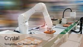  Presentation with manufacture - Cool new slide set with auto tech - robot with vacuum suckers picks backdrop and a coral colored foreground