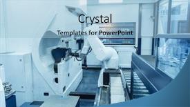  Presentation with robotic arm - Cool new slide set with auto tech - robotic arm machine tool backdrop and a light blue colored foreground