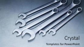  Presentation with auto - PPT theme with auto tools - spanners wrenches on a metal background and a light blue colored foreground