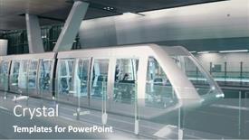  Presentation with train service - PPT theme consisting of auto-train-run-at-modern background and a gray colored foreground