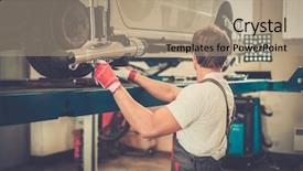 Presentation with wheel - Cool new presentation with autoangle - young serviceman checking wheel alignment backdrop and a coral colored foreground