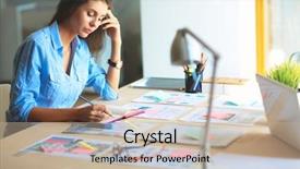  Presentation with desk - Colorful PPT layouts enhanced with autocad traning - young woman sitting backdrop and a mint green colored foreground