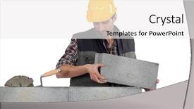  Presentation with autoclave - Slides consisting of autoclave - bricklayer making a block wall background and a white colored foreground