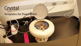  Presentation with test tubes - Beautiful presentation theme featuring autoclave - centrifuge with test tubes backdrop and a lemonade colored foreground