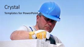  Presentation with brick mortar - Cool new slide set with autoclave - mason applying mortar using trowel backdrop and a light blue colored foreground