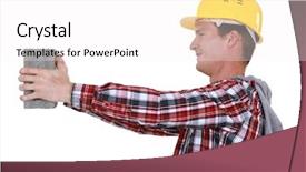  Presentation with colour blocking building blocks - Colorful theme enhanced with autoclave - mason carrying building block backdrop and a white colored foreground