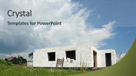  Presentation with white brick - Cool new slide set with autoclave - unfinished white brick single-family house backdrop and a lemonade colored foreground