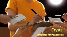  Presentation with football lights - Slide deck having autographs by american football star background and a tawny brown colored foreground